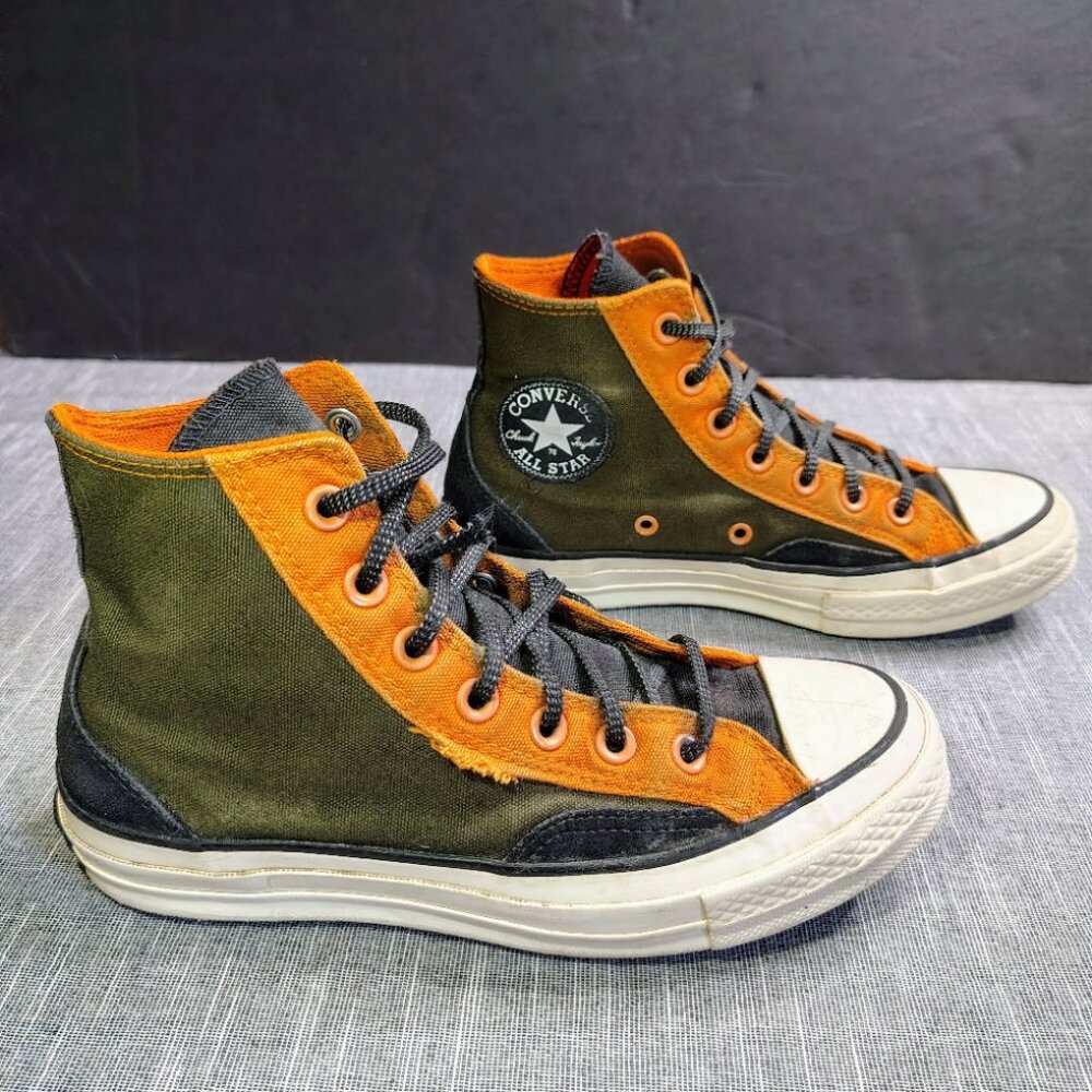 Converse High Top Sneakers Olive Green Orange Black